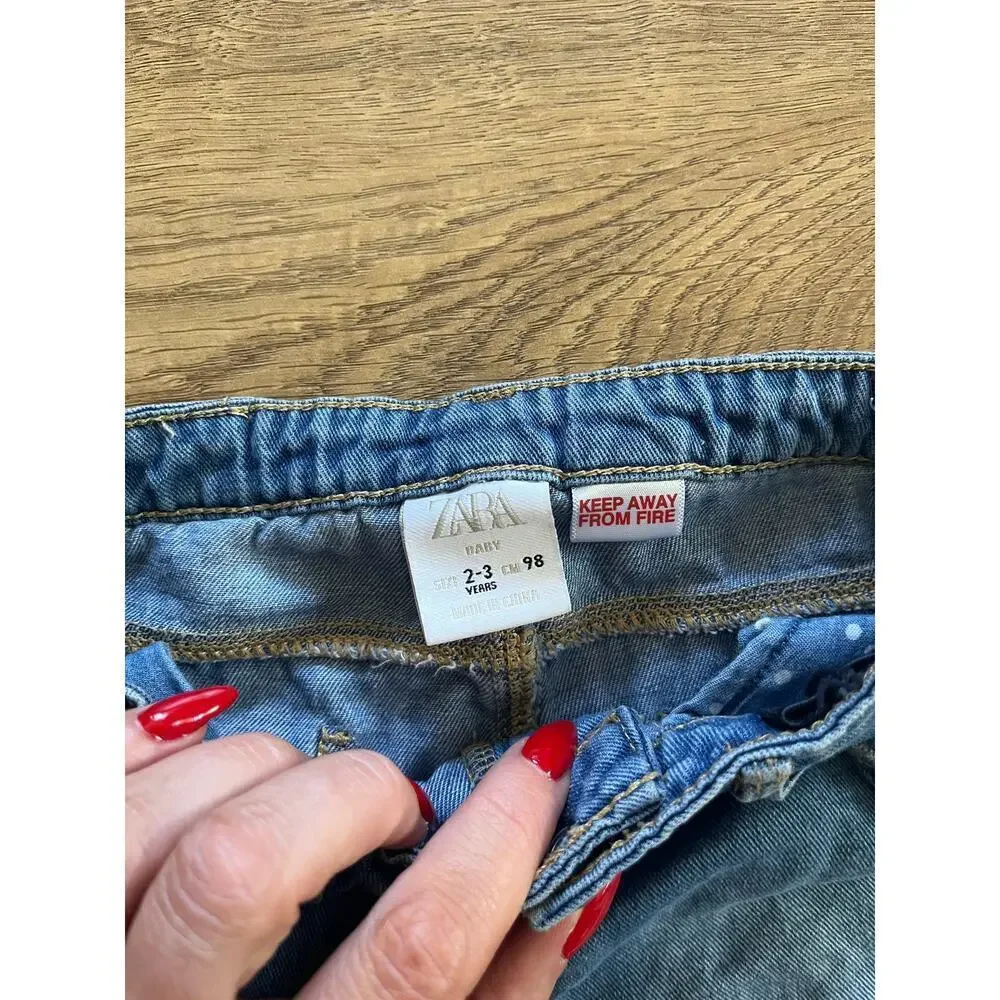 Zara baby jean shorts with lace girls size 2-3​​​​ - Picture 3 of 6